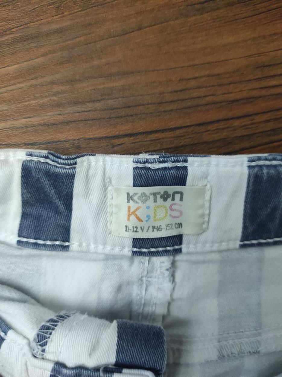 KOTON Çizgili 11 Yaş Denim Çocuk Etek