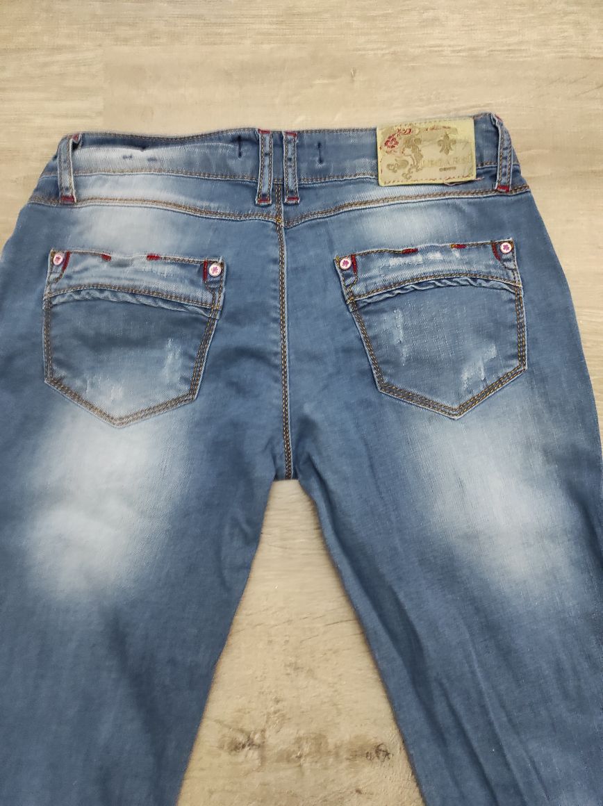 Düşük Bel Yırtıklı Kadın Jean Denim Kot