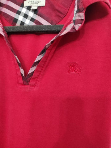 BURBERRY Kırmızı Polo Yaka Kadın T-Shirt