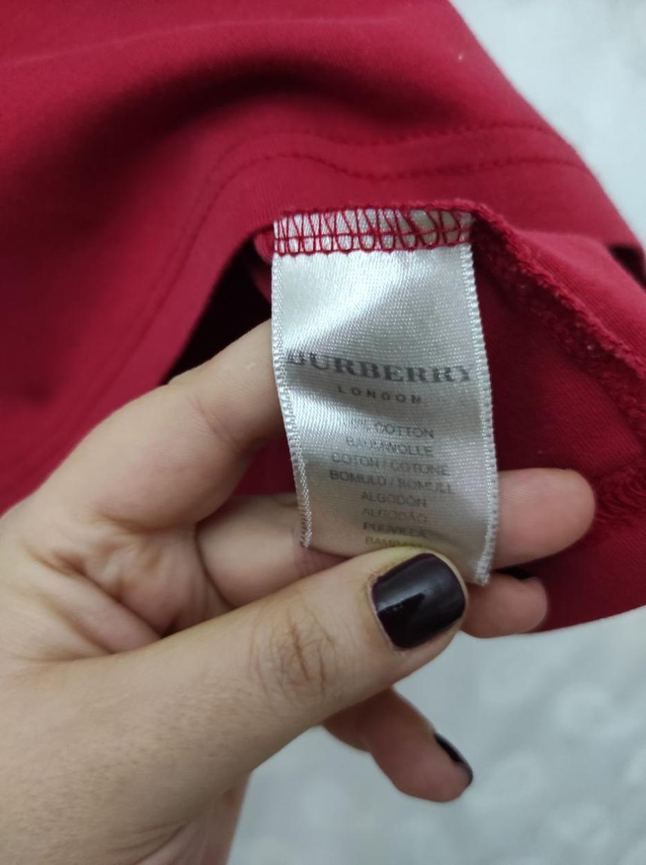 BURBERRY Kırmızı Polo Yaka Kadın T-Shirt