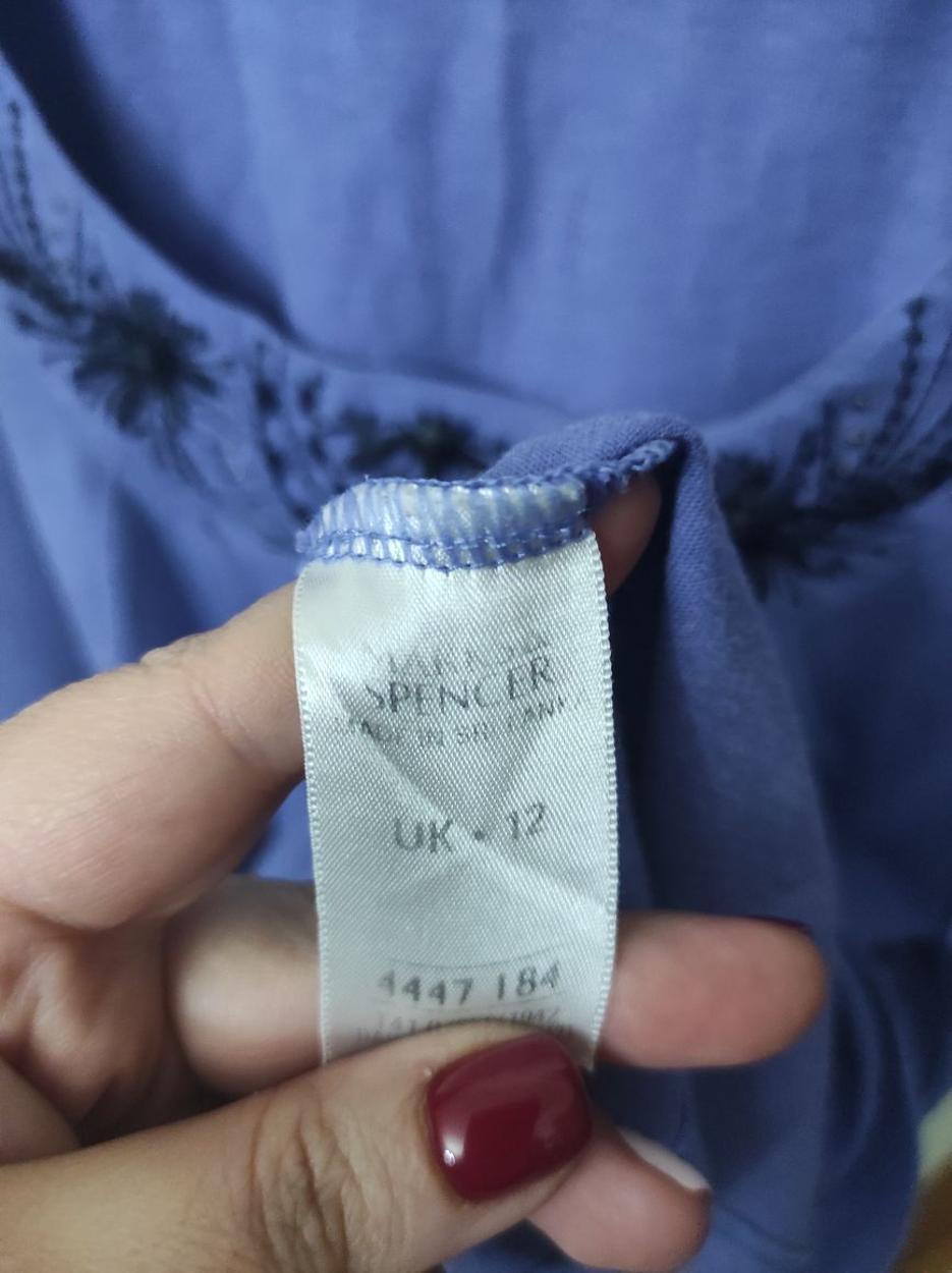 M&S Geniş Yaka Taş İşlemeli Mor Bluz Tişört