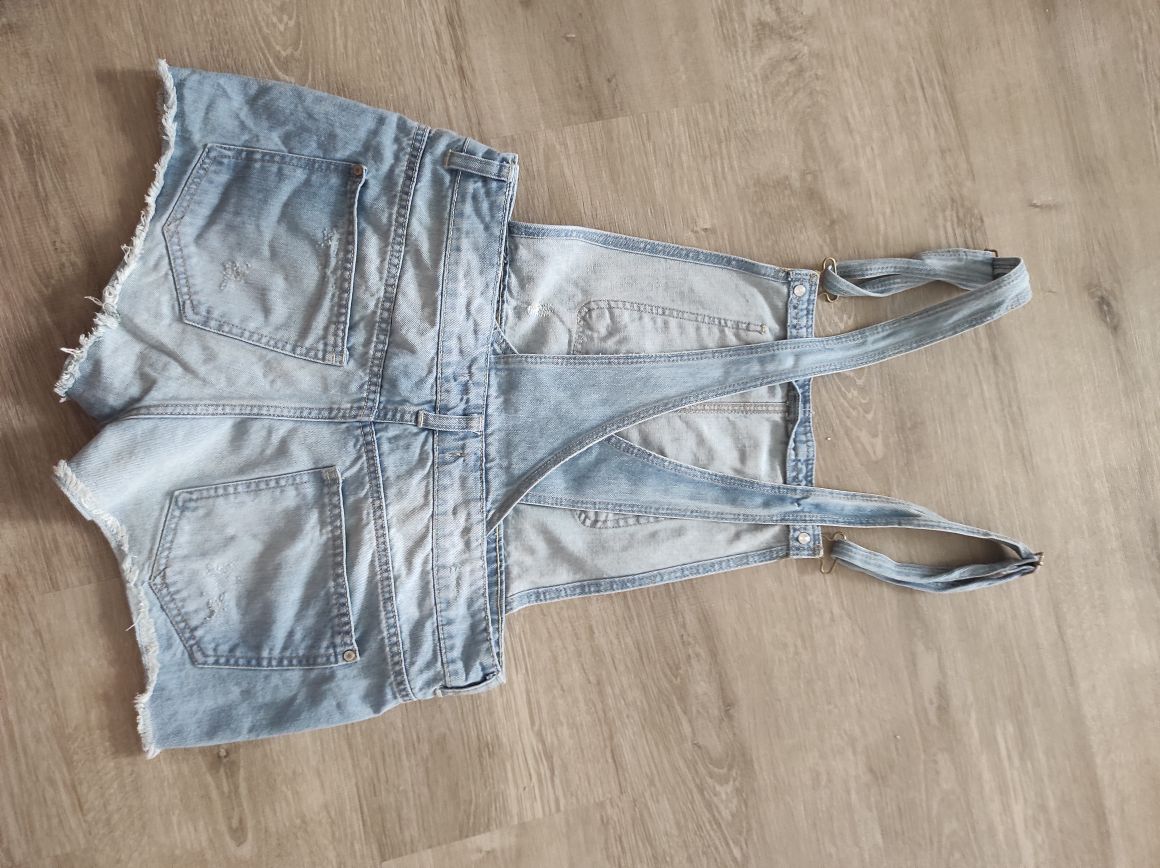 BERSHKA Süper Mini Tulum Jean Salopet