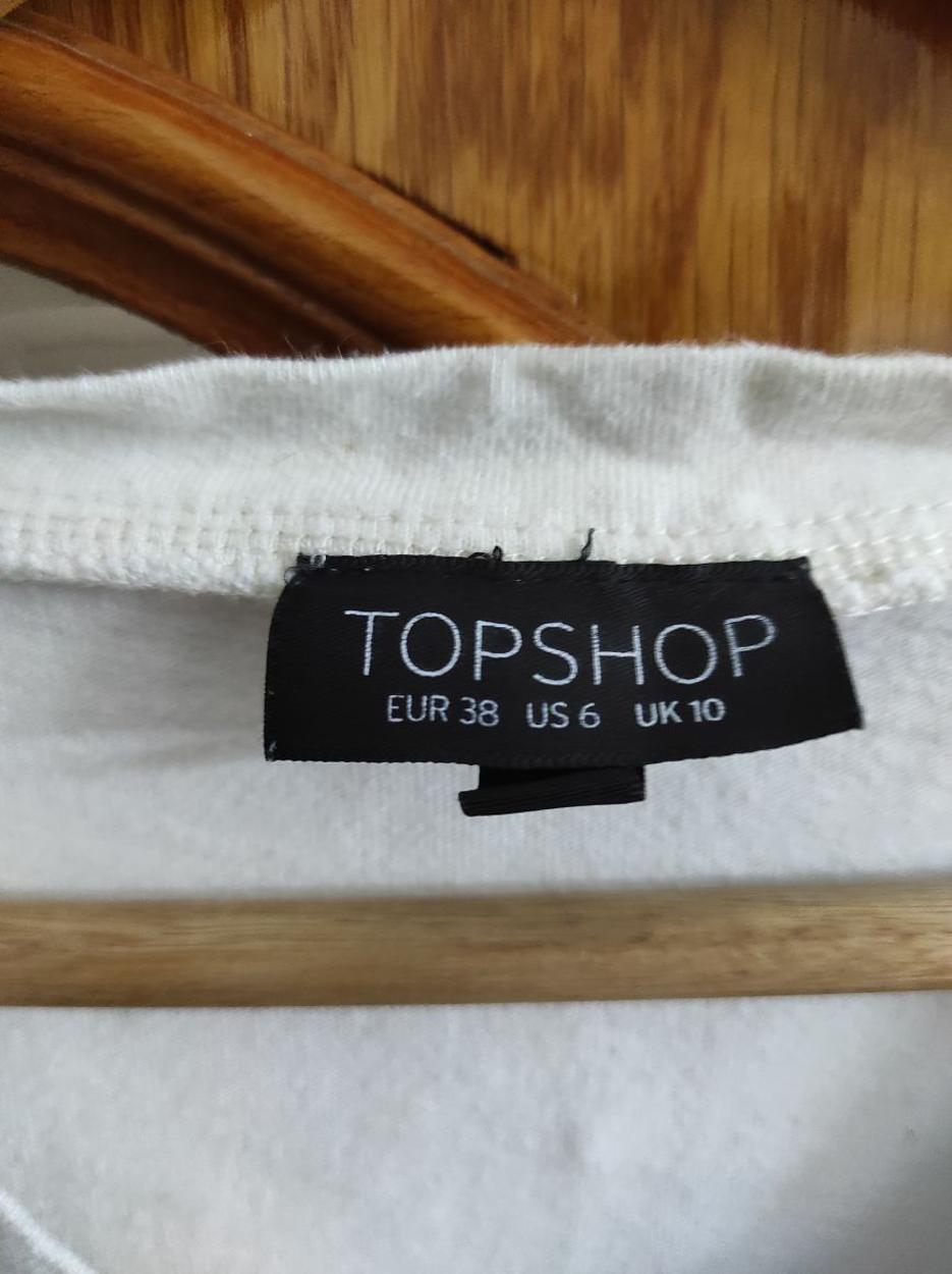 TOPSHOP Pamuklu Beyaz Kısa Kollu Bluz Yazlık