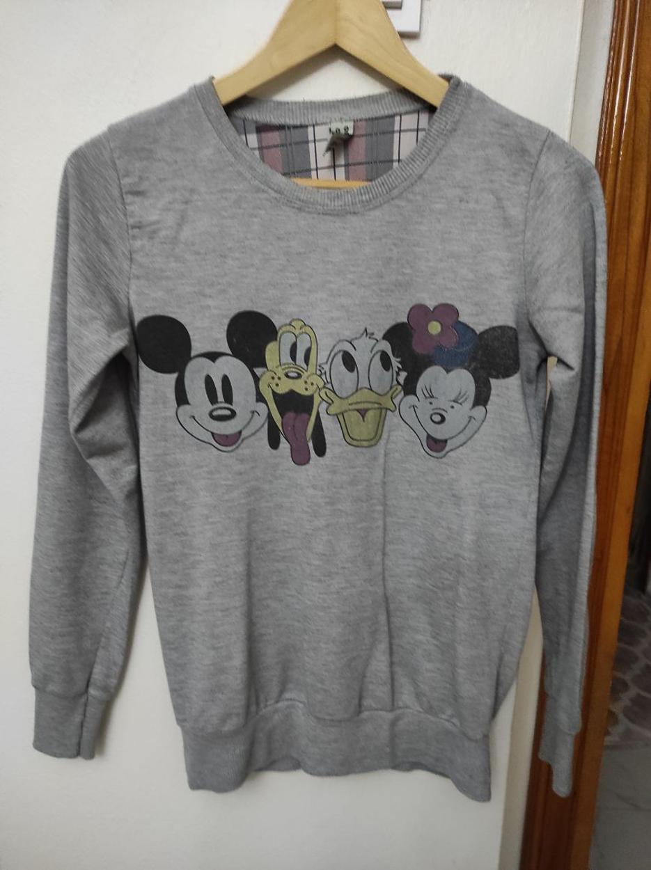 Mickey Mouse Baskılı İnce Gri Kadın Sweat