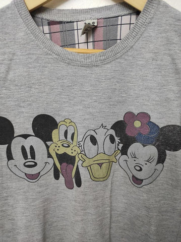 Mickey Mouse Baskılı İnce Gri Kadın Sweat