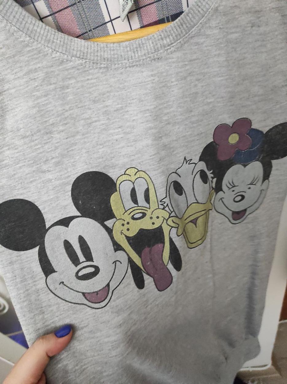 Mickey Mouse Baskılı İnce Gri Kadın Sweat