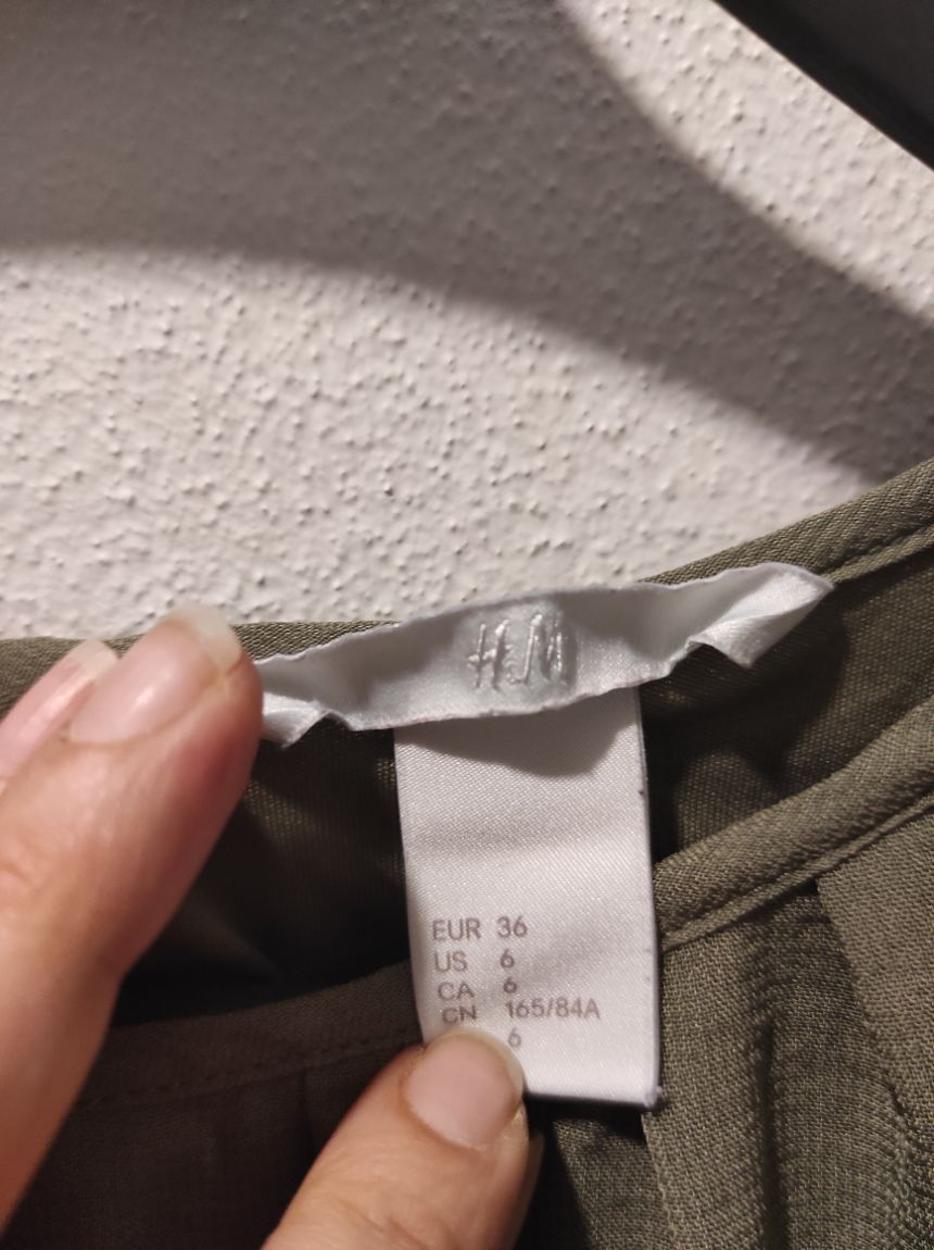 H&M Haki Şifon Tül Astarlı Midi Elbise