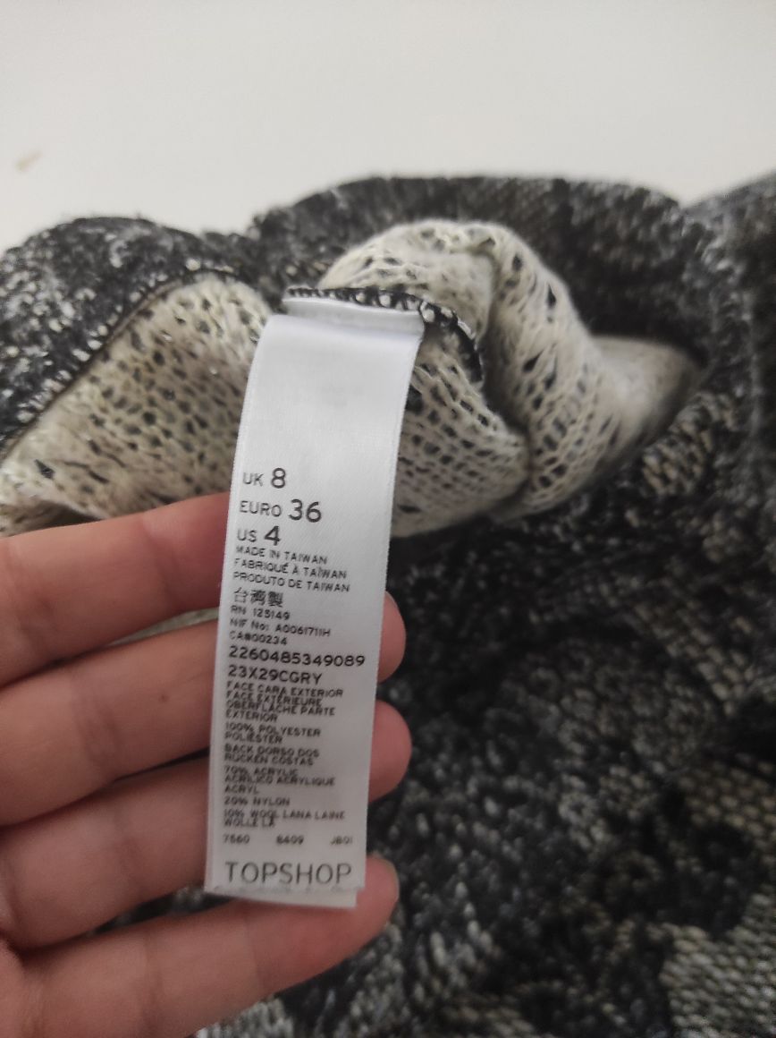 TOPSHOP Astarsız Desenli Triko Mini Etek