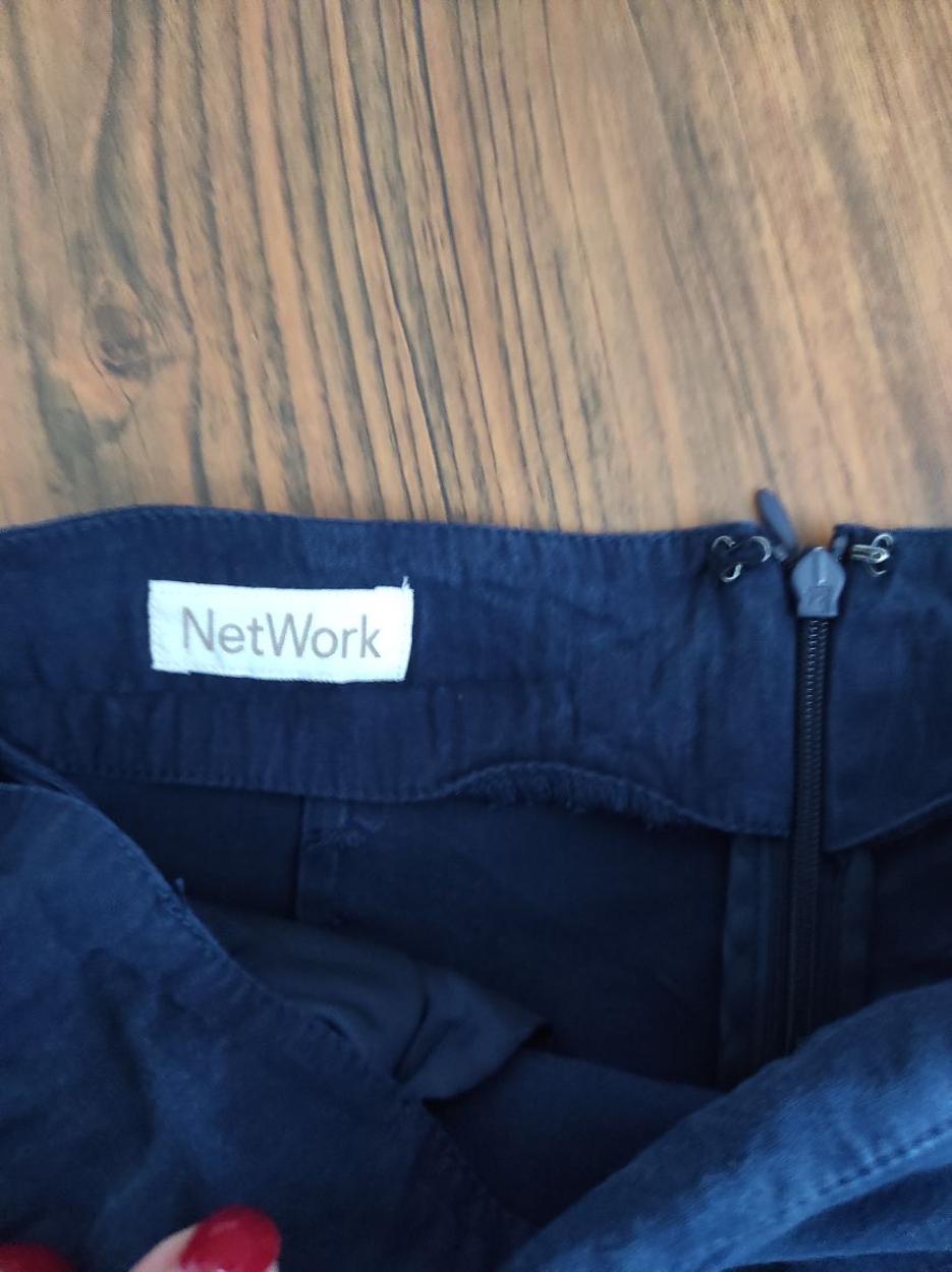 NETWORK Pileli Yüksek Bel Midi Etek Denim